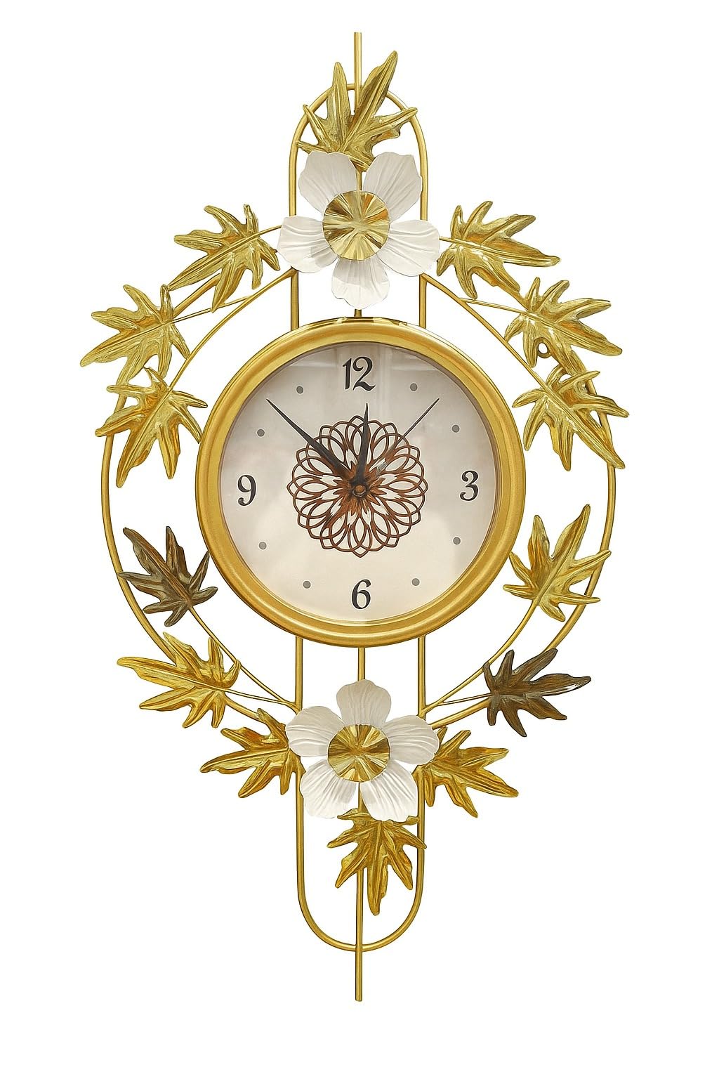 Mokshith Decoration Wall Clocks Living Room,Clock Metal Silent Flower Design Clock,Modern 3D Art Decor for Bedroom Office (MO-11)