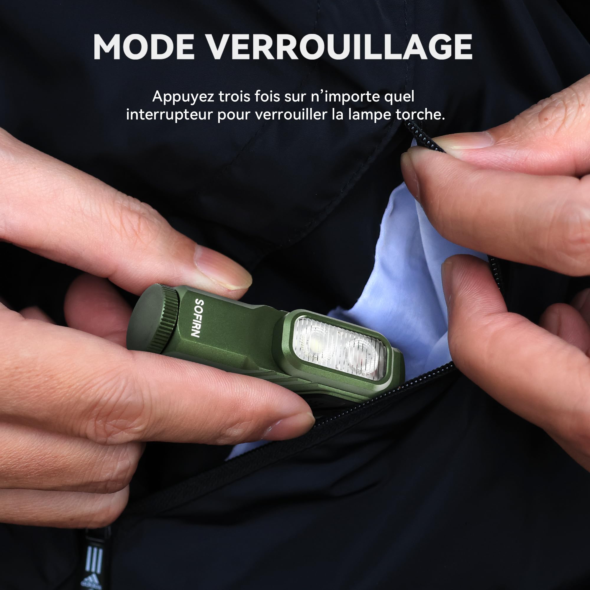 sofirn ST10 Mini Lampe Torche Rechargeable, 1000LM|500LM|Rouge 660NM, Double Aimant, Type-C, Clip, IPX6, Lampe Torche Led Ultra Puissante pour Maison, Promenade du Chien, Pêche, Urgences (vert)