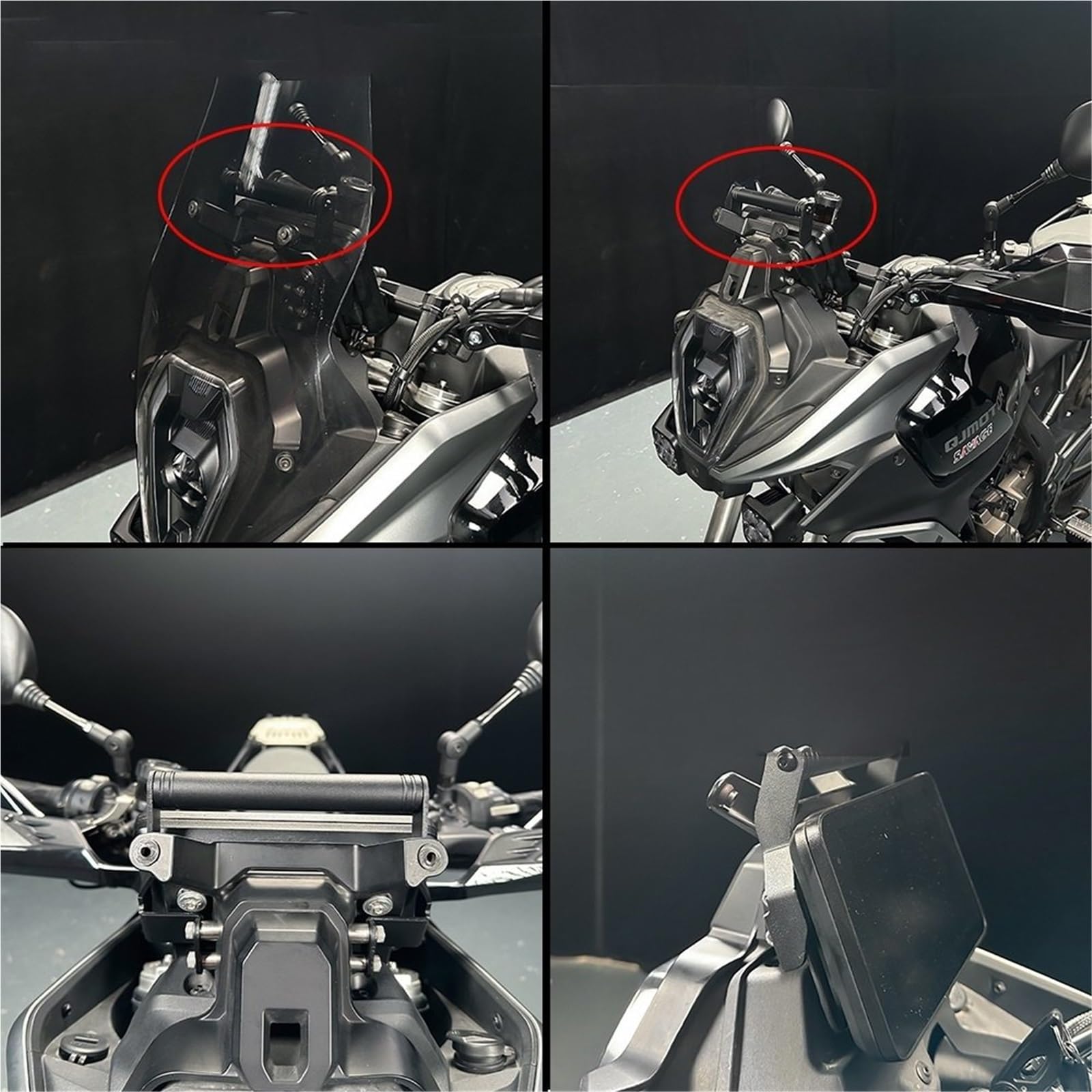 Motocyklowy uchwyt do nawigacji Uchwyt przedłużający do montażu nawigacji GPS do telefonu komórkowego, pasujący do akcesoriów motocyklowych QJMOTOR SRT600 2024-2025