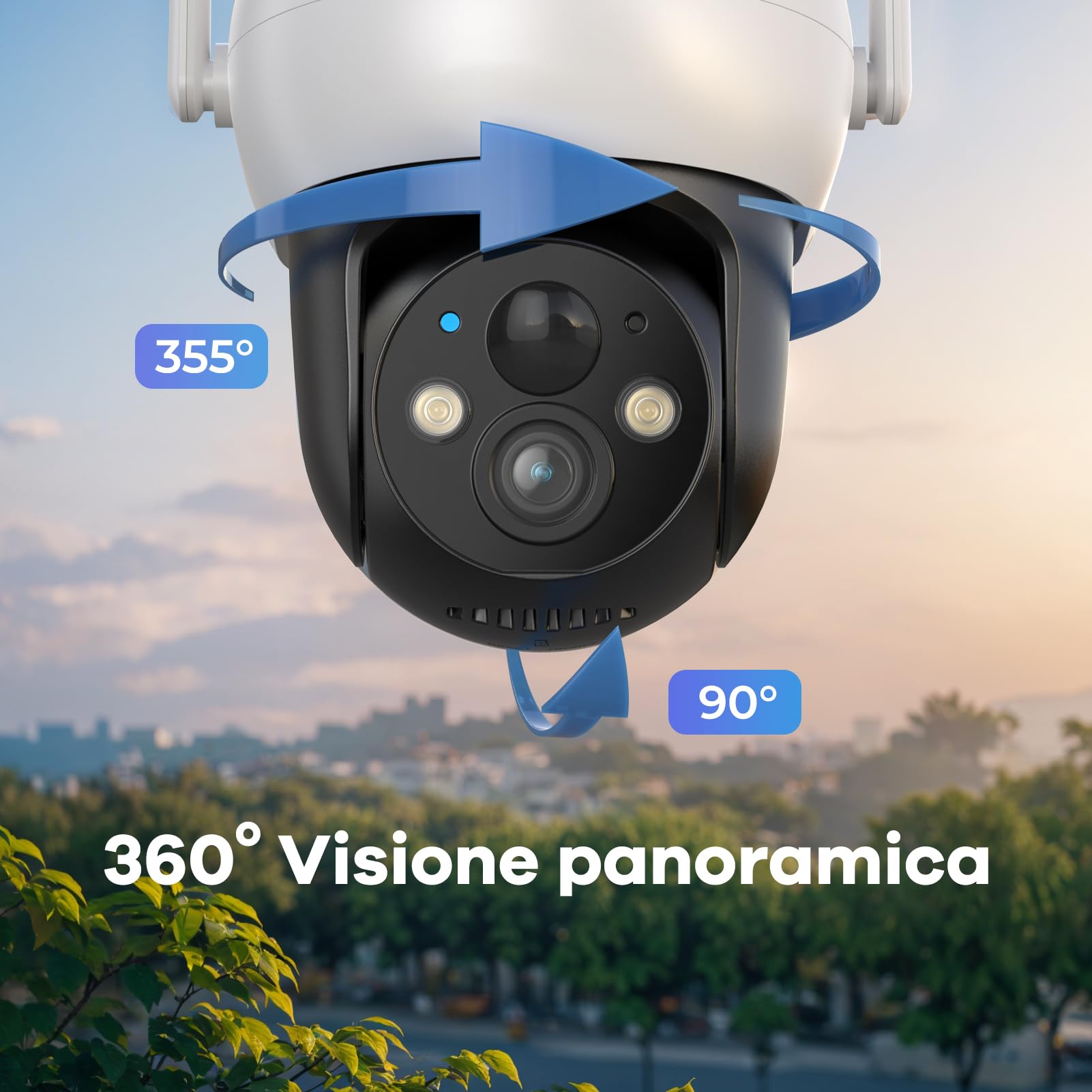 Telecamera Di Sorveglianza Esterna WiFi VXK 2K - Con Pannello Solare, Visione Notturna A Colori, Rilevamento PIR, Audio Bidirezionale, IP66