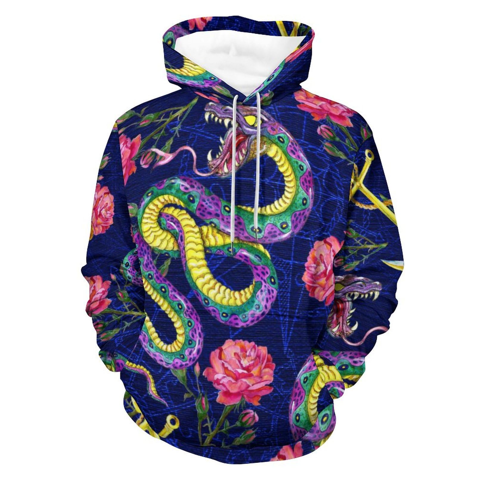 Sweat à capuche rose serpent UMENG, le pull unisexe taille S pour stopper les looks ternes - 8