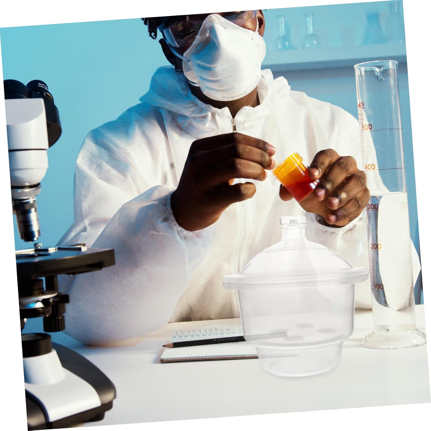 1 Pc Laboratory Glass Desiccator Jar Dryer Vacuum Drying Bottle for Laboratory Use 1L Capacity Glassware Lid for Experiments