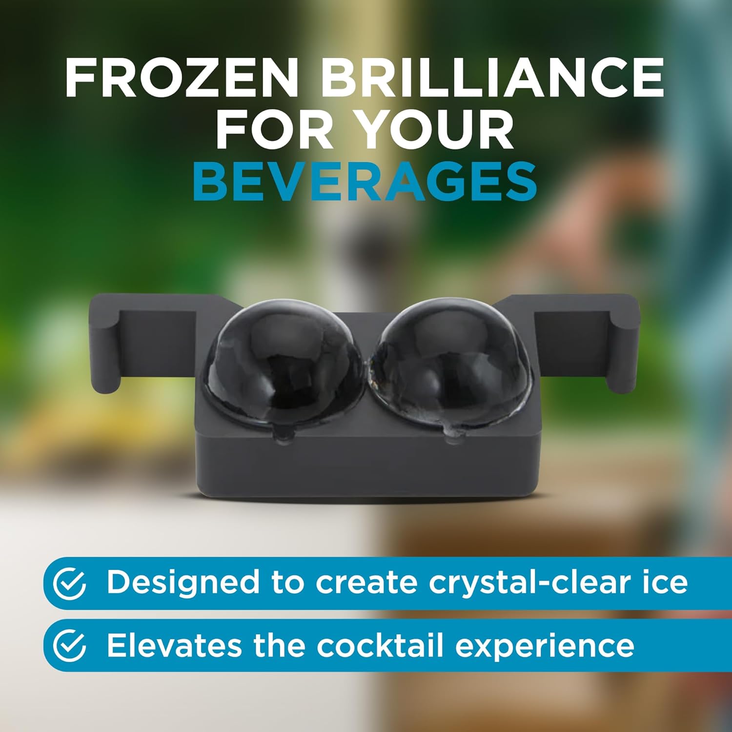 Bartesian Clear Ice Maker Mold - Compact Cube Icemaker Tray for Cocktail and Whiskey Glasses - Professional Home Bar Mixology Large Craft Slow Melting Ice Molds for Chilled Cocktails