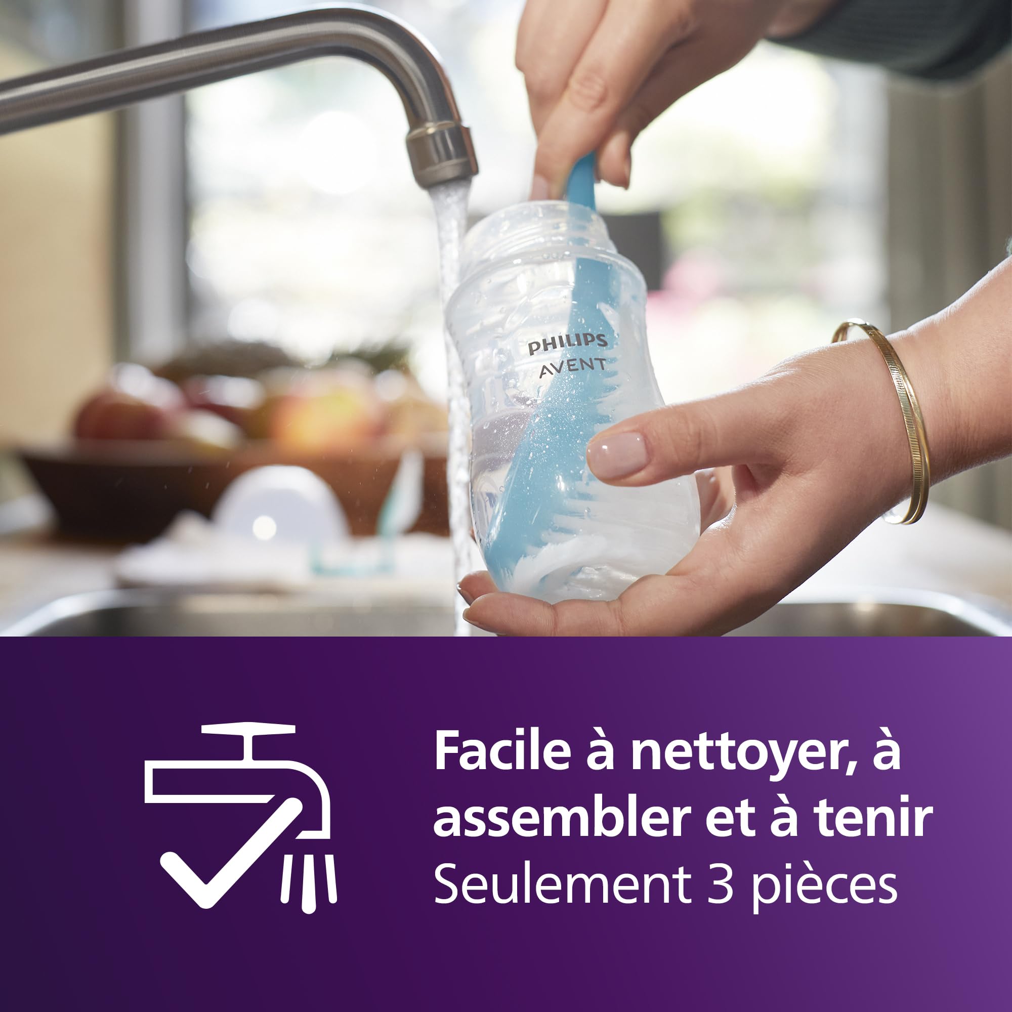 Philips Avent Lot de 2 tétines pour biberon à Réponse Naturelle 0% BPA, Débit 4 pour Bébé de 3 mois + (modèle SCY964/02)