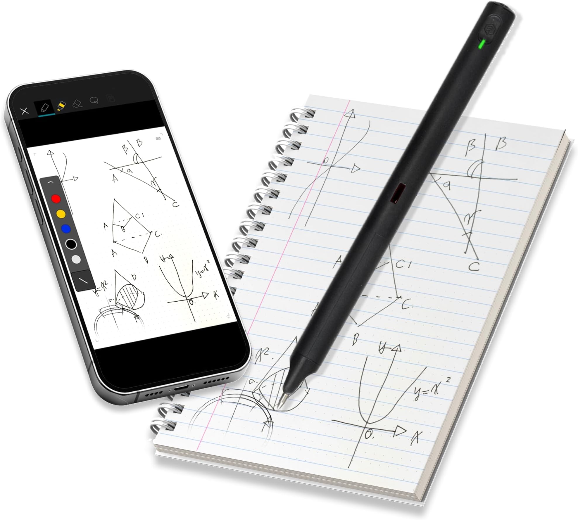 Neo Smartpen M1+ for Android, iPhone, Laptop | Digitizing Handwriting | Digital Bluetooth Pen Real-Time Sync, Handwriting to Text Transcription, Export to Email or Document (Black)