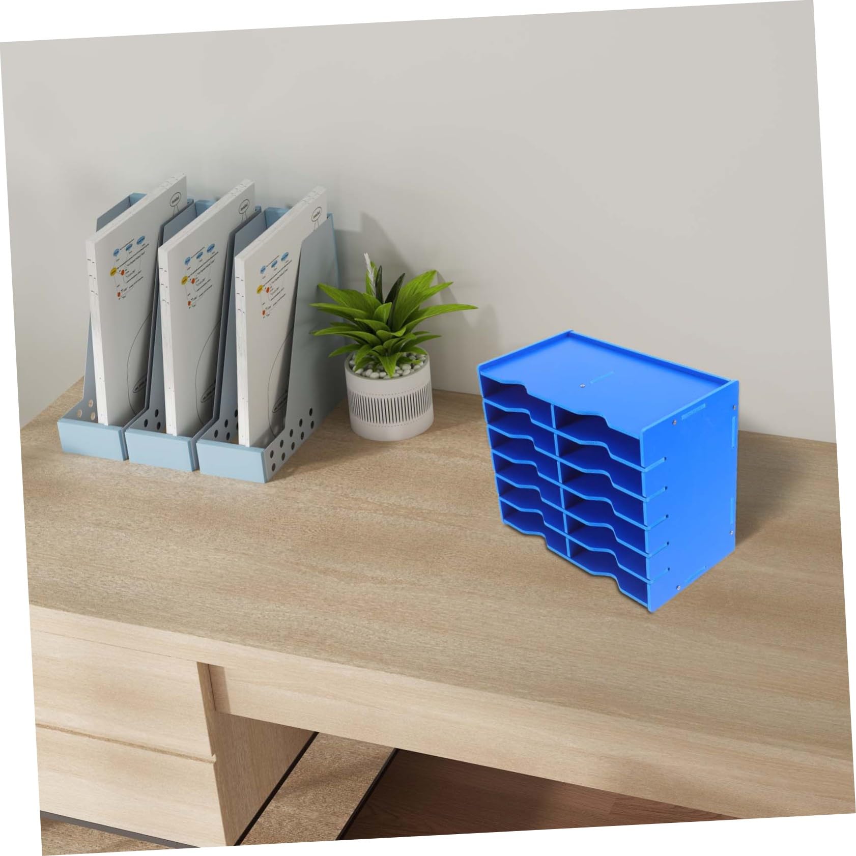 Organizzatore Telefono da Scrivania in Plastico Blu per Ufficio