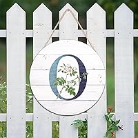Vista 63 de Welcome Sign for Wall Initial Letter C Blue Round Wood Signs Monogram White Floral Wood Plaque Fresh Flowers 12in Mid Century Home Wall Decor for