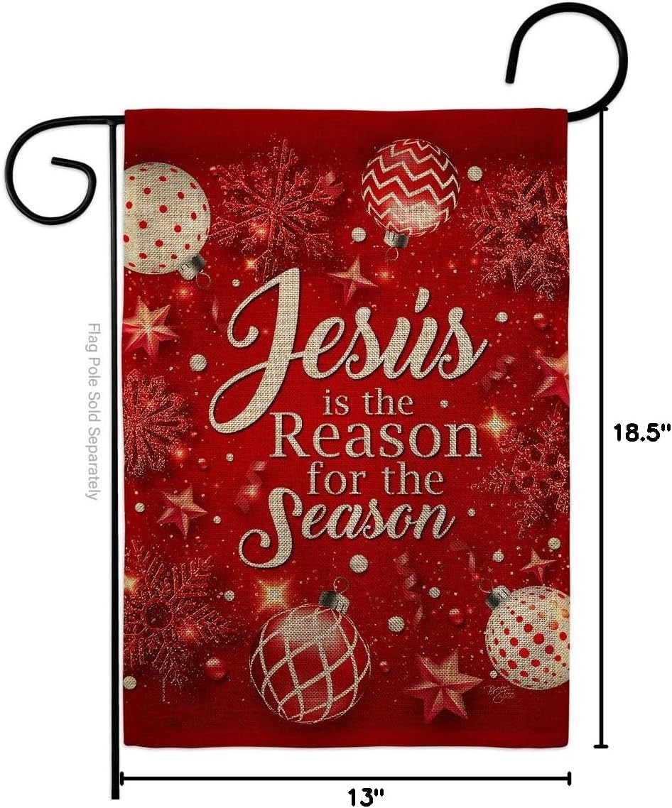 Jesus is the Reason Burlap Burlap Garden Flag Wintertime Nativity Three King Religious Holy Family Season Christian Small Decorative Gift Yard House Banner Double-Sided Made In USA 13 X 18.5
