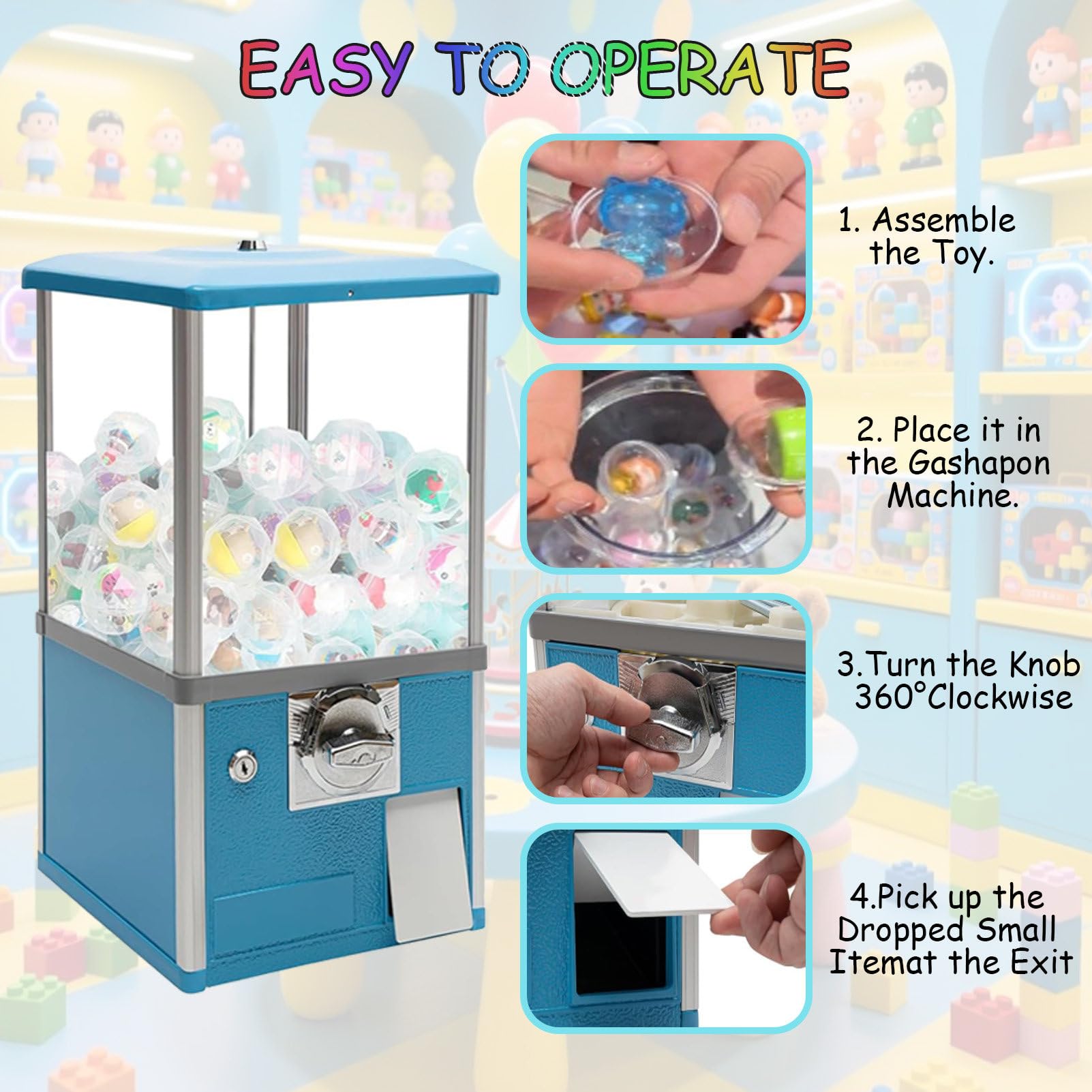 Distributeur automatique de capsules à monnaie avec serrures, multi-usage pour les magasins de jeux et les points de vente au détail, comprend 100 capsules vides