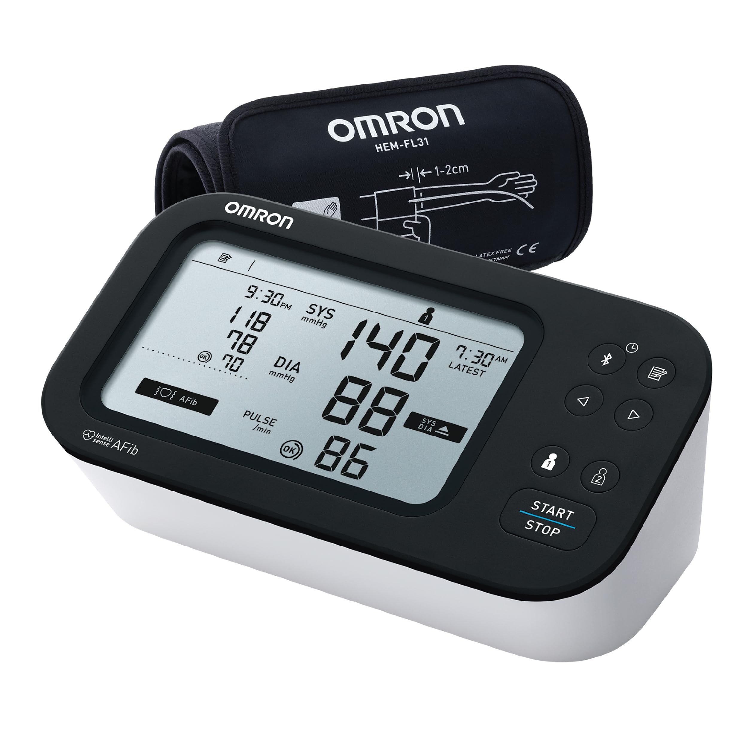 Omron Smart BP Monitor, Clinically Validated with AFib Detection & Bluetooth, Dual Display, Fully Automatic Upper Arm Blood Pressure Monitor with IntelliWrap Cuff (360° Accuracy) (HEM-7383T1)-picture-32