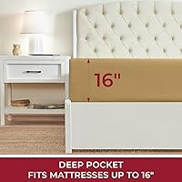 Vista 59 de Mellanni California King Fitted Sheet - Iconic Collection Bedding Sheets with up to 16 inch Deep Pocket - Soft & Cooling - Fade & Stain Resistant