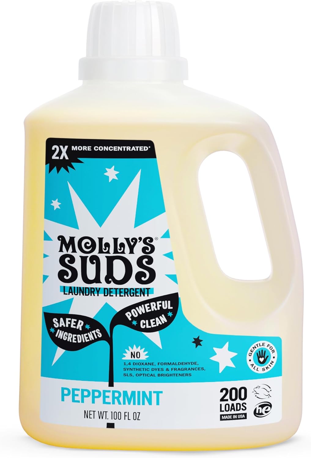 Molly's Suds Liquid Laundry Detergent – Peppermint, 2x Concentrated