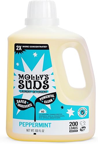 Molly's Suds Detergente líquido para la ropa, jabón detergente natural para la ropa para pieles sensibles, concentrado 2 veces y de alta eficiencia