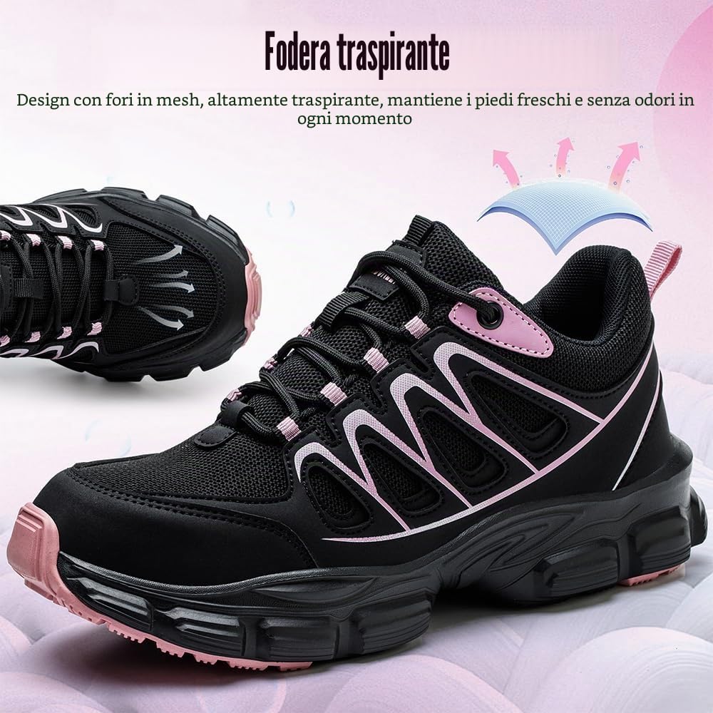 Scarpe Antinfortunistiche Donna Scarpe da Lavoro Leggere con Punta in Acciaio Traspiranti Scarpe Sicurezza Comode
