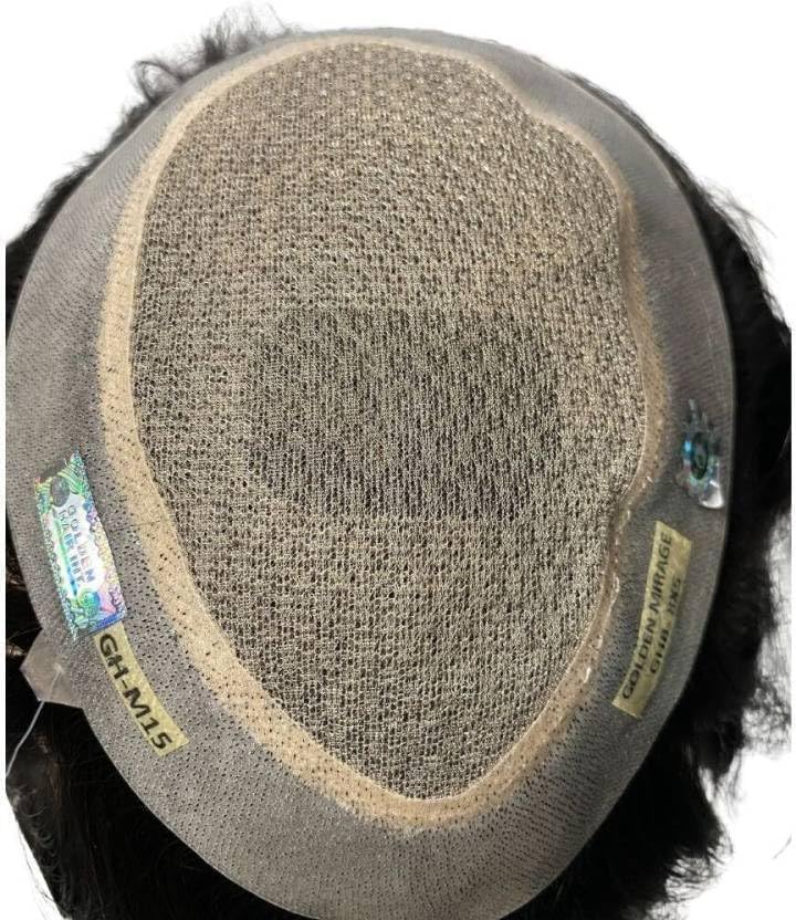 Golden Mirage 9x7 Skin Base Hair Patch for Men 100% Natural Human Hair Wigs with Wide PU Border for High Durability AAA Grade Mens Hair Toupee | Hair Wig For Men (9x7 Inch)-image-42
