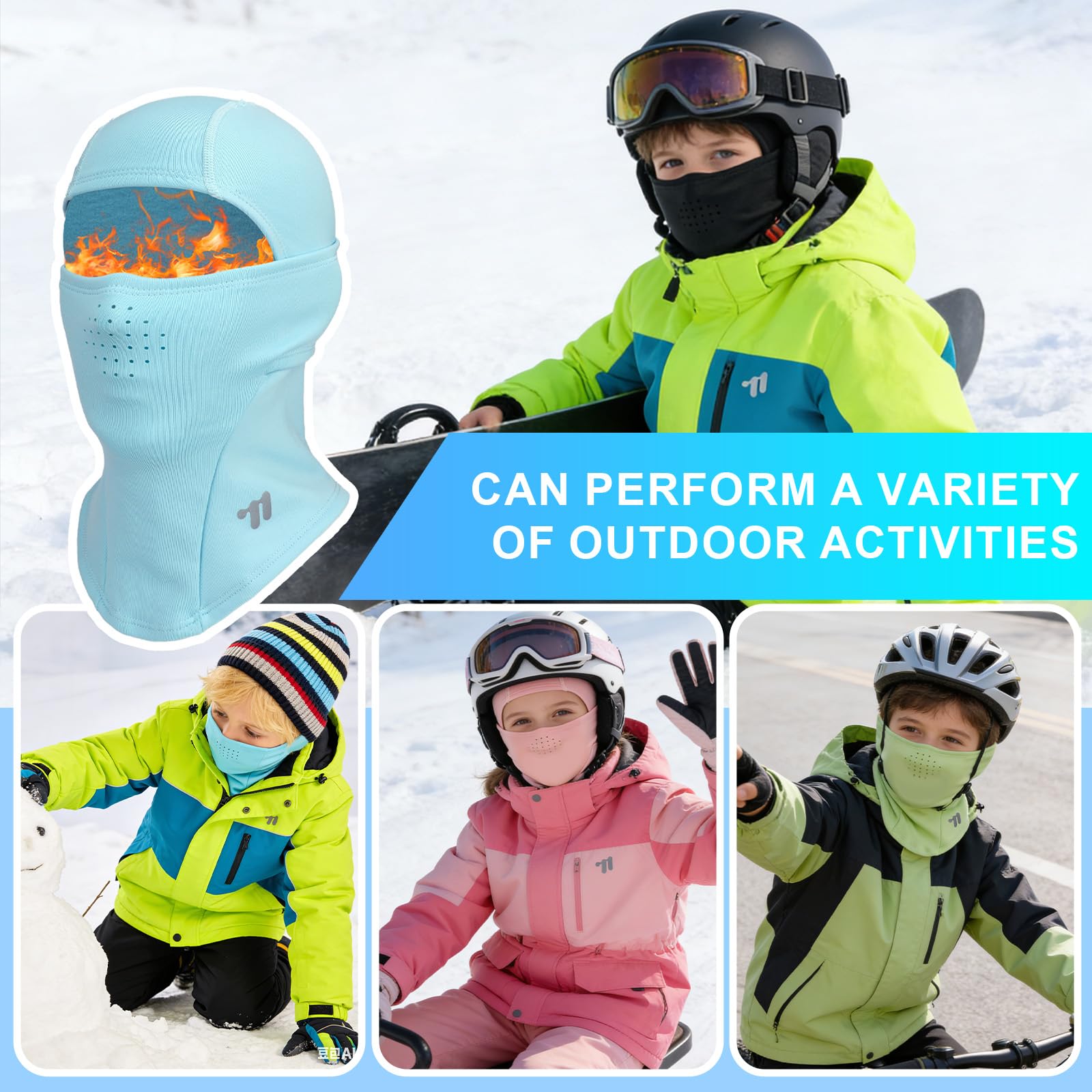 Pasamontañas Térmico Respirable Niños 4-12 Años, Invierno Multifunción Prueba de Viento Forro Polar Máscara de Esquí de Ciclismo Sombreros con Calentador de Cuello, Mascarilla para Niños Niñas