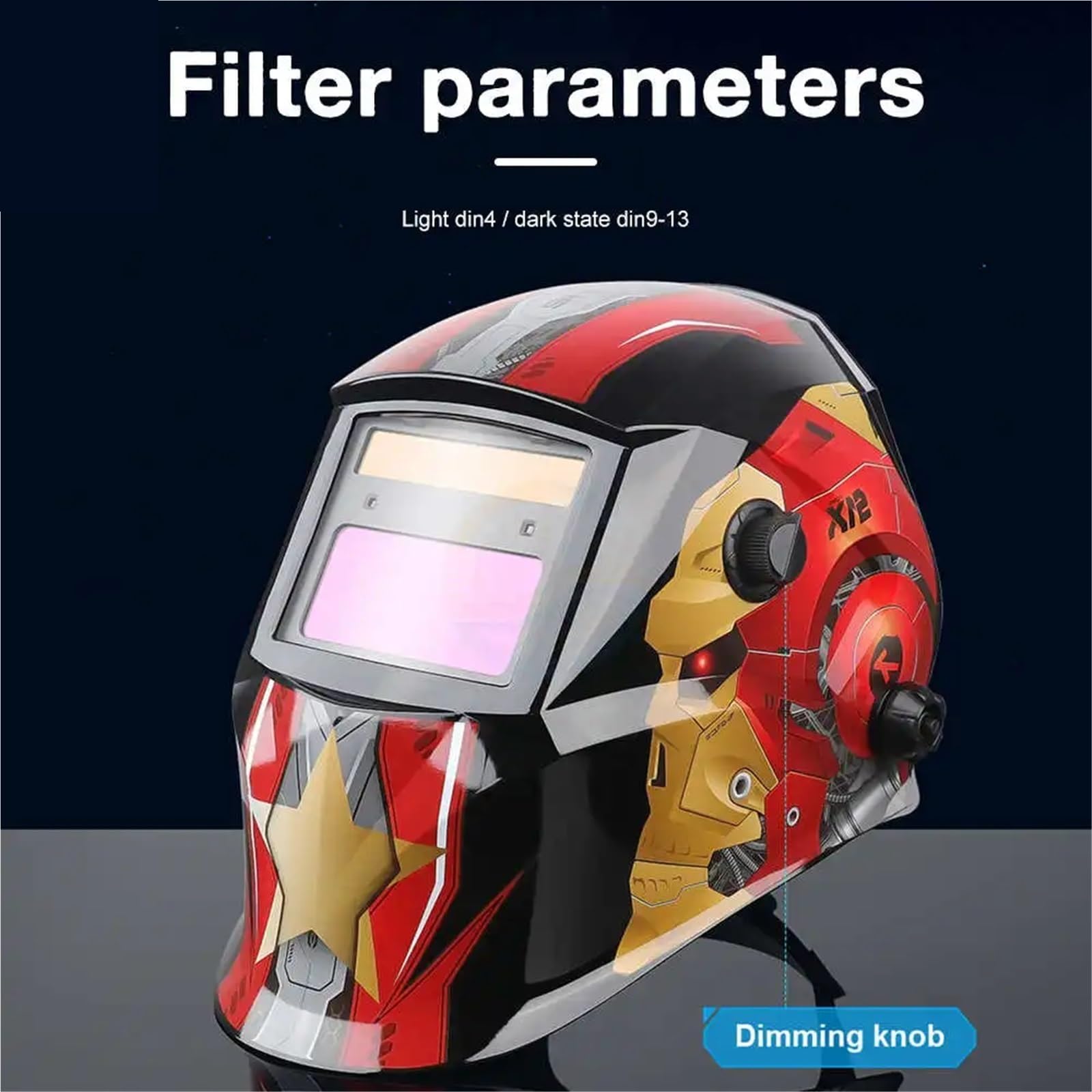Careta Soldar, Mascara Soldar Máscara de soldadura solar, casco, gorra de soldador eléctrico, lente de soldadura de seguridad, anti-UV, oscurecimiento automático, rango ajustable for máquina de soldar