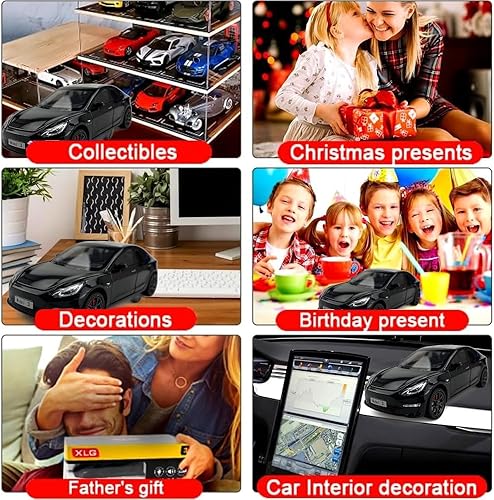 Miniatura 6 de Vehículos de juguete fundidos a troquel a escala 124 modelo 3 de aleación para niños, auto modelo 3 puerta de ala de gaviota, auto de aleación con