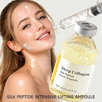 Silk Peptide Intensive Lifting Ampoule, Deep Collagen Peptides Serum for Face, Anti Aging Serum for Women, Skin Tightening & Firming Facial Ampoule Serums, Hydration Micro Infusion System For Face