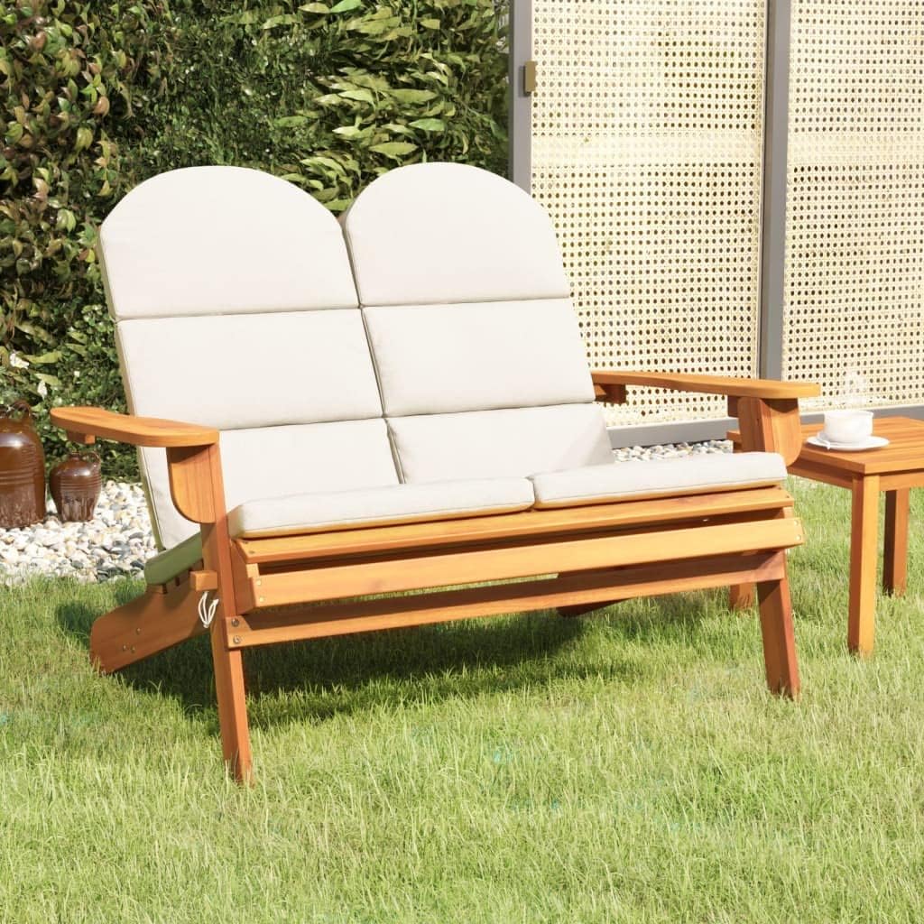 Garden Bench Natural Wood and Cream White,Adirondack Garden Bench Sturdy and Comfortable Outdoor Seating for & Patio Patio Furniture
