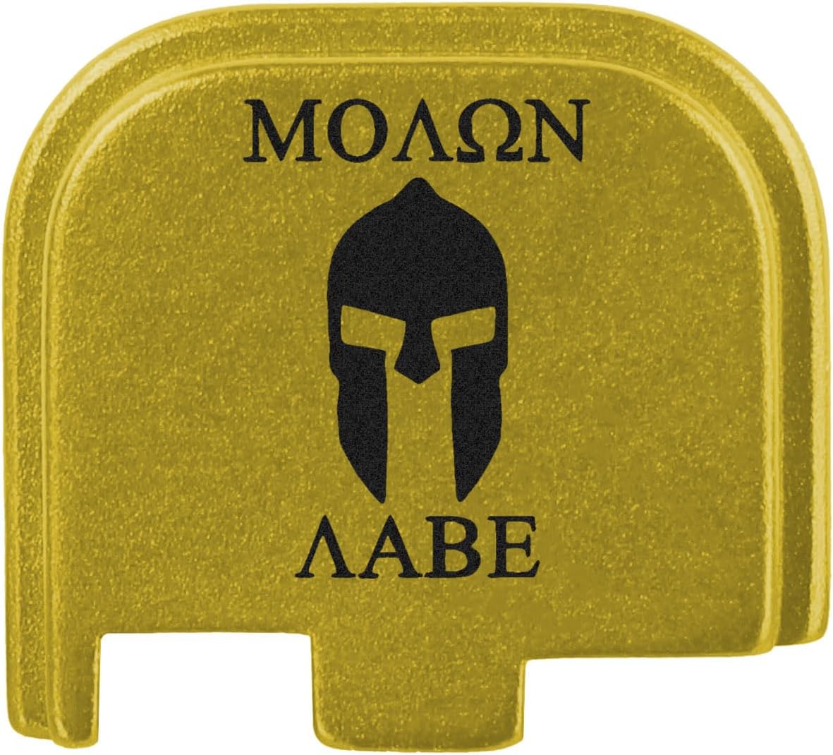 NDZ Performance Slide Cover Back Plate for Glock 43 43X 48 & PSA Dagger Micro – Aluminum Upgrade with Black Engraving – Molon Labe Helmet 2 – Gold