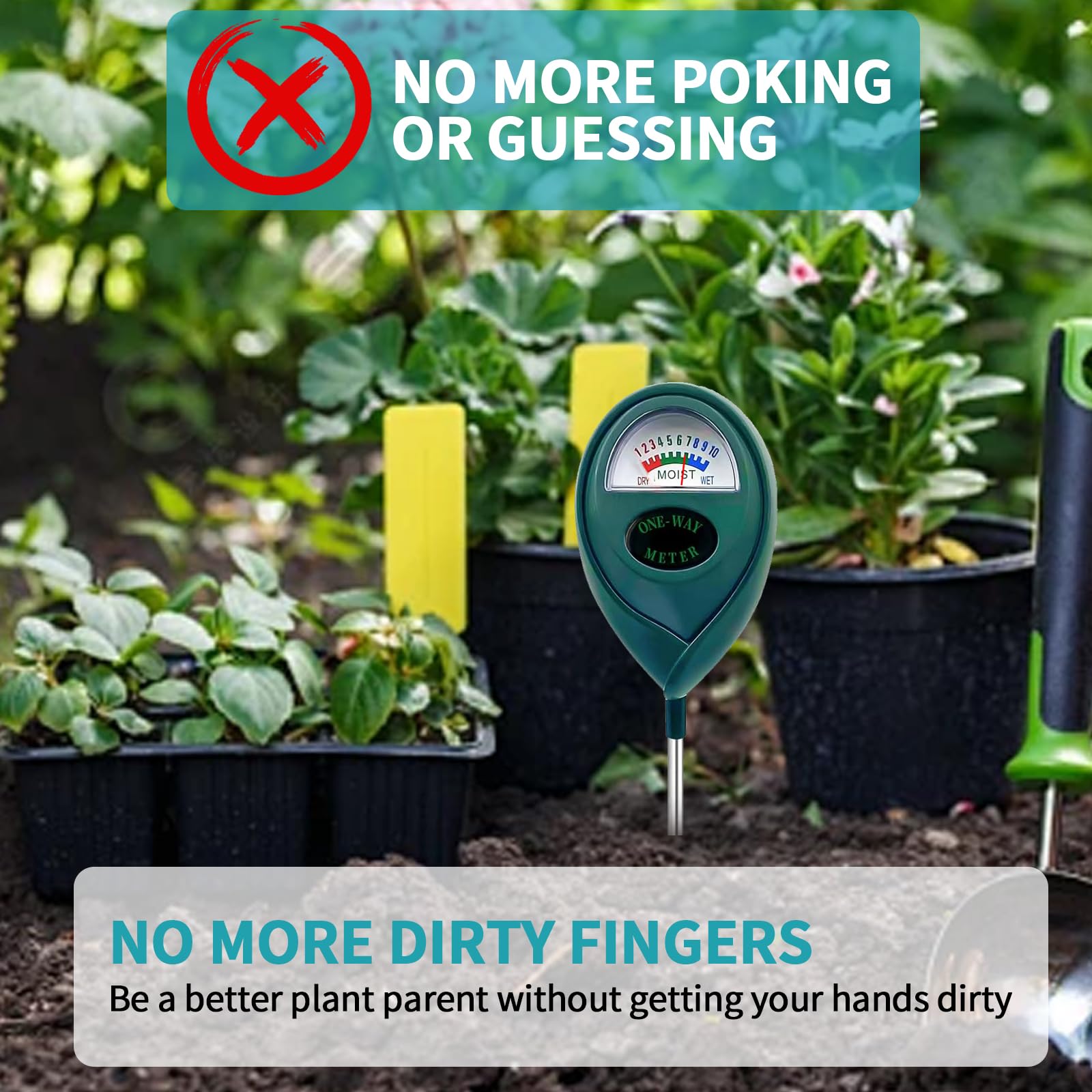 4 stuks bodemvochtigheidsmeter voor planten, 3-in-1 vochtmeter voor planten, bodemmeter met PH/temperatuur/licht, geschikt voor tuinieren, gazon, tuin, landbouw