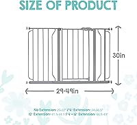 Vista 3 de Regalo Safety - Puerta de seguridad para bebés de 29 a 49 pulgadas, extra ancha para puertas e parte inferior de escaleras, puerta de seguridad
