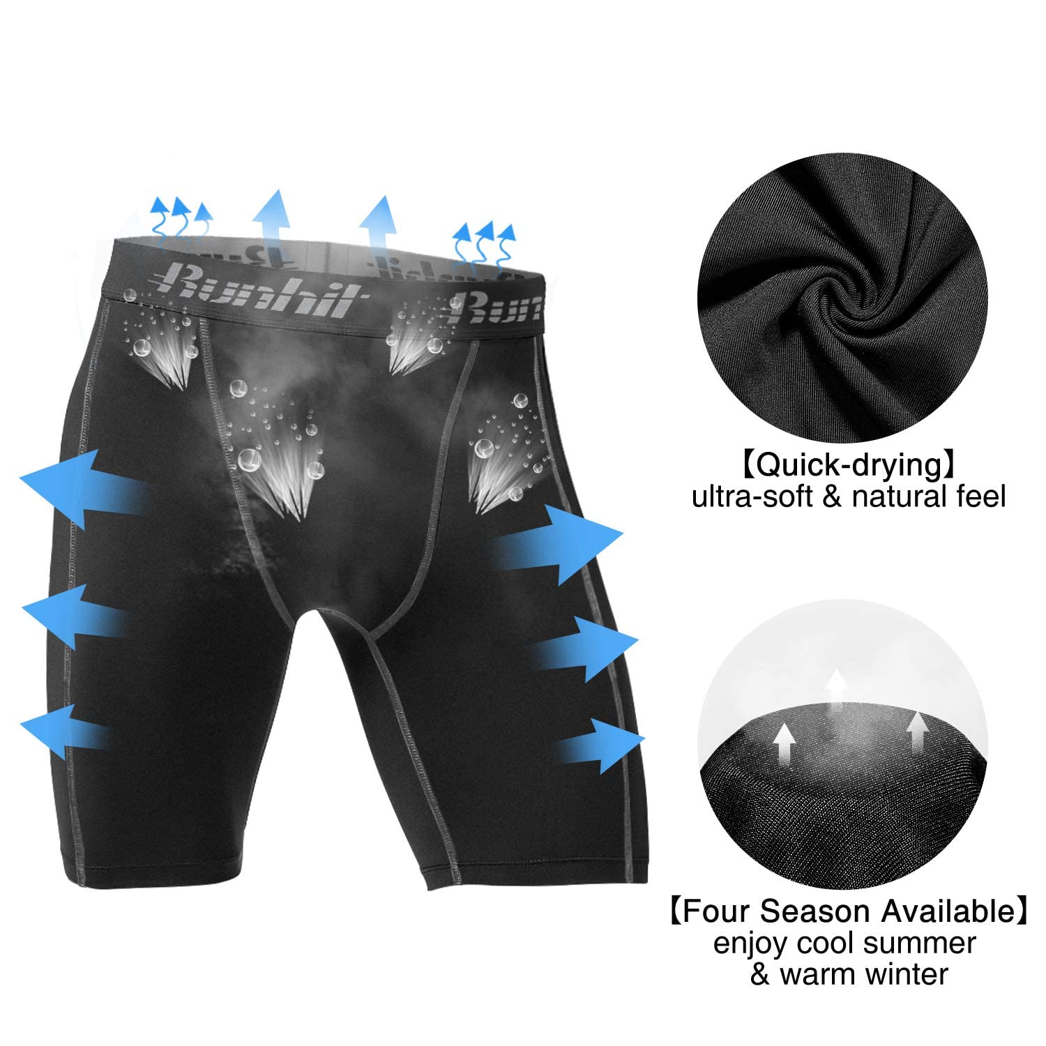 Runhit Spodenki kompresyjne bielizna męska spandex spodenki do biegania trening sportowy