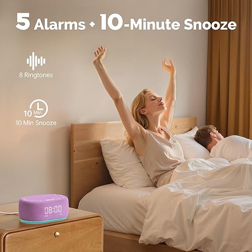 Miniatura 6 de 1Mii Máquina de sonido de ruido blanco para dormir, máquina de ruido marrón para bebés y adultos, 18 sonidos relajantes con luz nocturna de 7