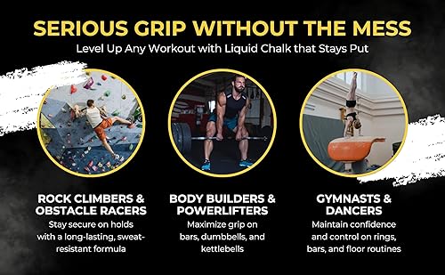 Miniatura 5 de GRIPPA  Tiza líquida  Tiza de gimnasio sin desorden para levantamiento de pesas  Gimnasia  Escalada en roca  Baile  Resistente al sudor  El mejor