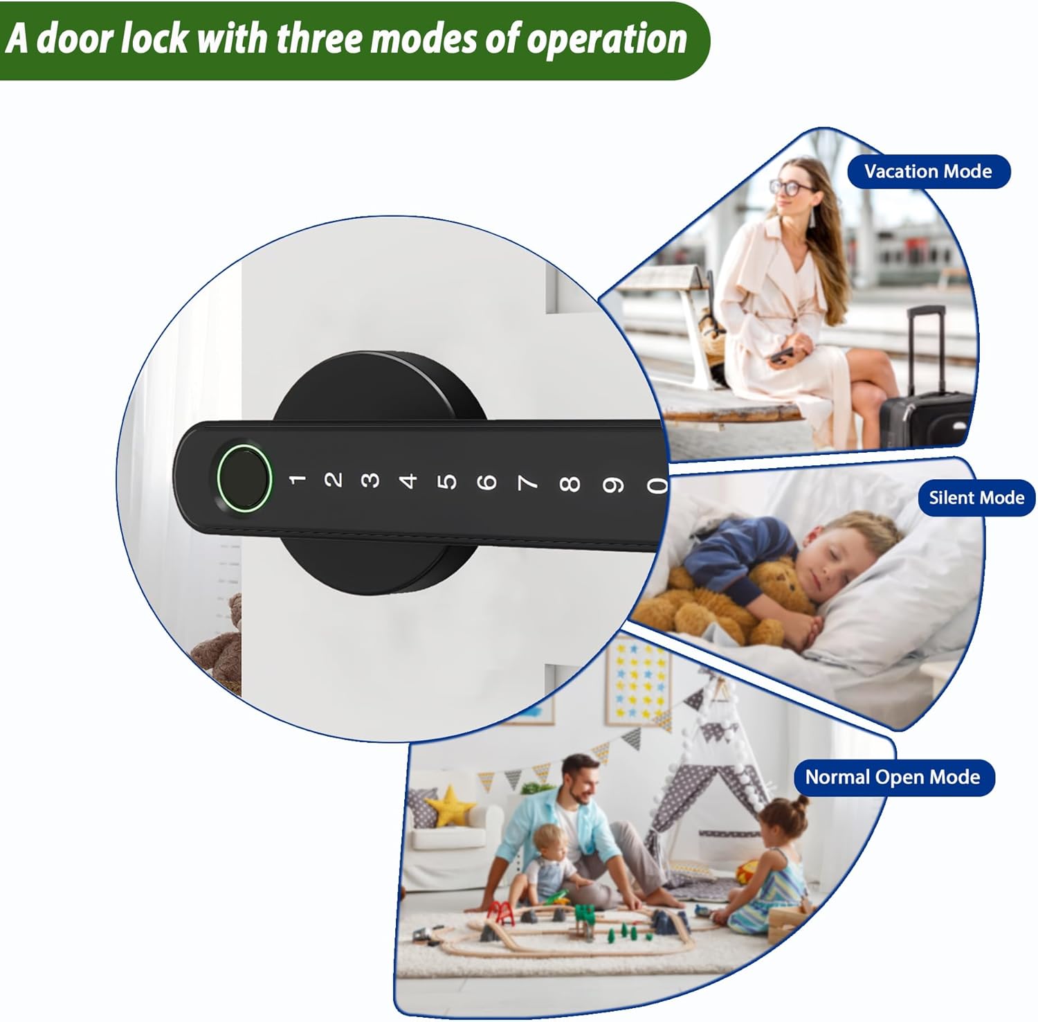 Smart Electronic Fingerprint Door Lock, Keyless Entry with Handle, Codes, APP, IC Cards, Fingerprints, Keys, for Home Bedroom Apartment (Silvery)