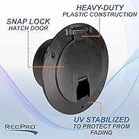 Vista 4 de Cubierta de tapa de cable de alimentación negra para RV RecPro Plástico estabilizado contra rayos UV Puerta de bloqueo a presión Acepta hasta