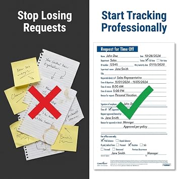 ComplyRight Small 2 Part Request for Time Off | 5-1/2 x 8-1/2 | Attendance Forms | 50 Pack