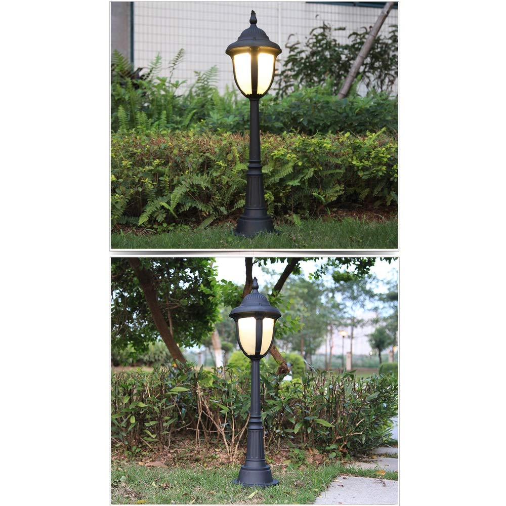 Lampadaire d'extérieur en verre noir - Hauteur : 77 cm - Étanche IP33 - En aluminium moulé sous pression - Pour jardin, communauté