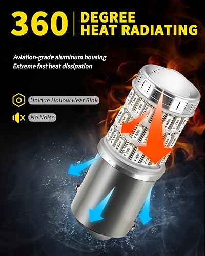 Vista 19 de Bombillas led Auxlight 1157, 2057, 2357, 7528, de repuesto para luces les 57 smd de marcha atrás, luces de freno, luces traseras, luces de Amarillo