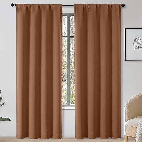 Miniatura 10 de OWENIE Sally Ever Green Cortinas Opacas para Dormitorio Sala de Estar 63 Pulgadas de Largo Juego de 2 Paneles, Aislamiento Térmico Ahorro de Energía