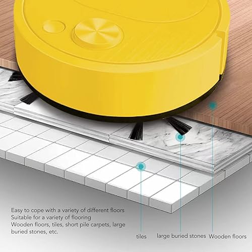 Miniatura 4 de Robot aspirador, multifuncional carga USB, mini robot de barrido al vacío para suelos de madera, azulejos y alfombras (amarillo)