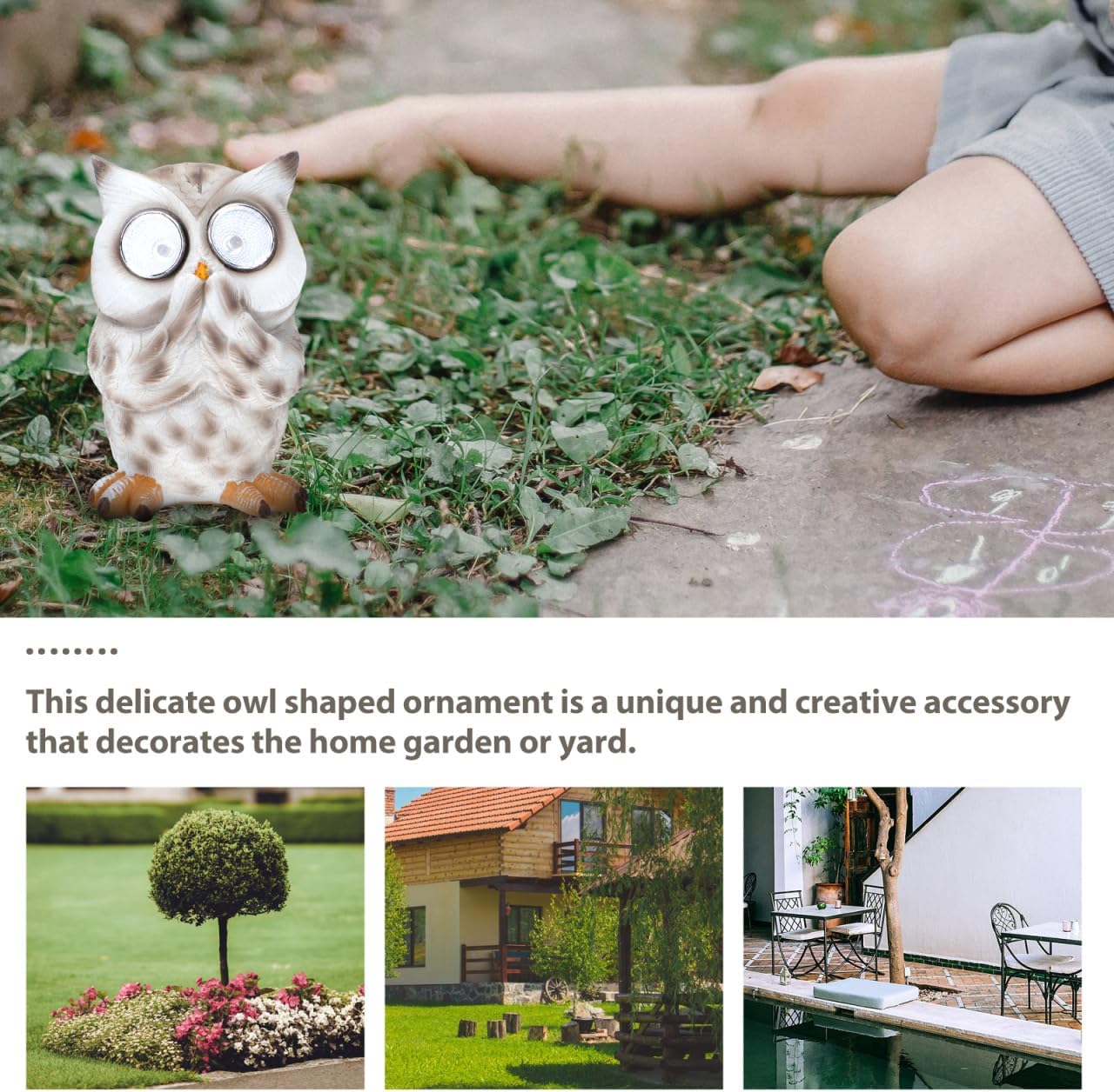 1pc Resin Craft Owl Solar Lamp Garden Adornment Decoration with Unique Luminous Design Durable and Compact Solar Glowing Owl Figurine for Gardens