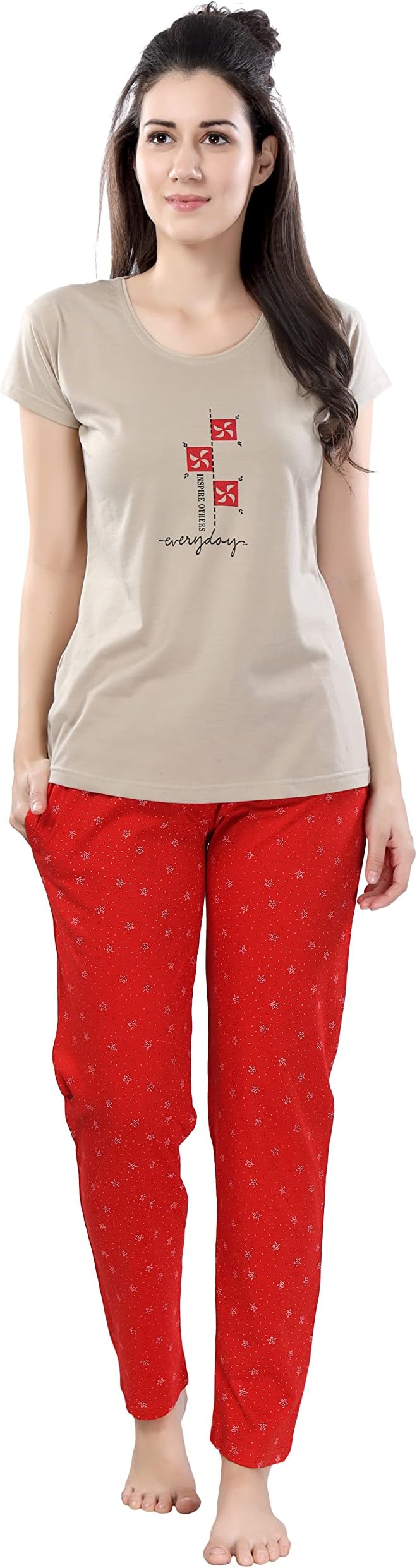 DZZOWomen's Cotton Printed Night Suit