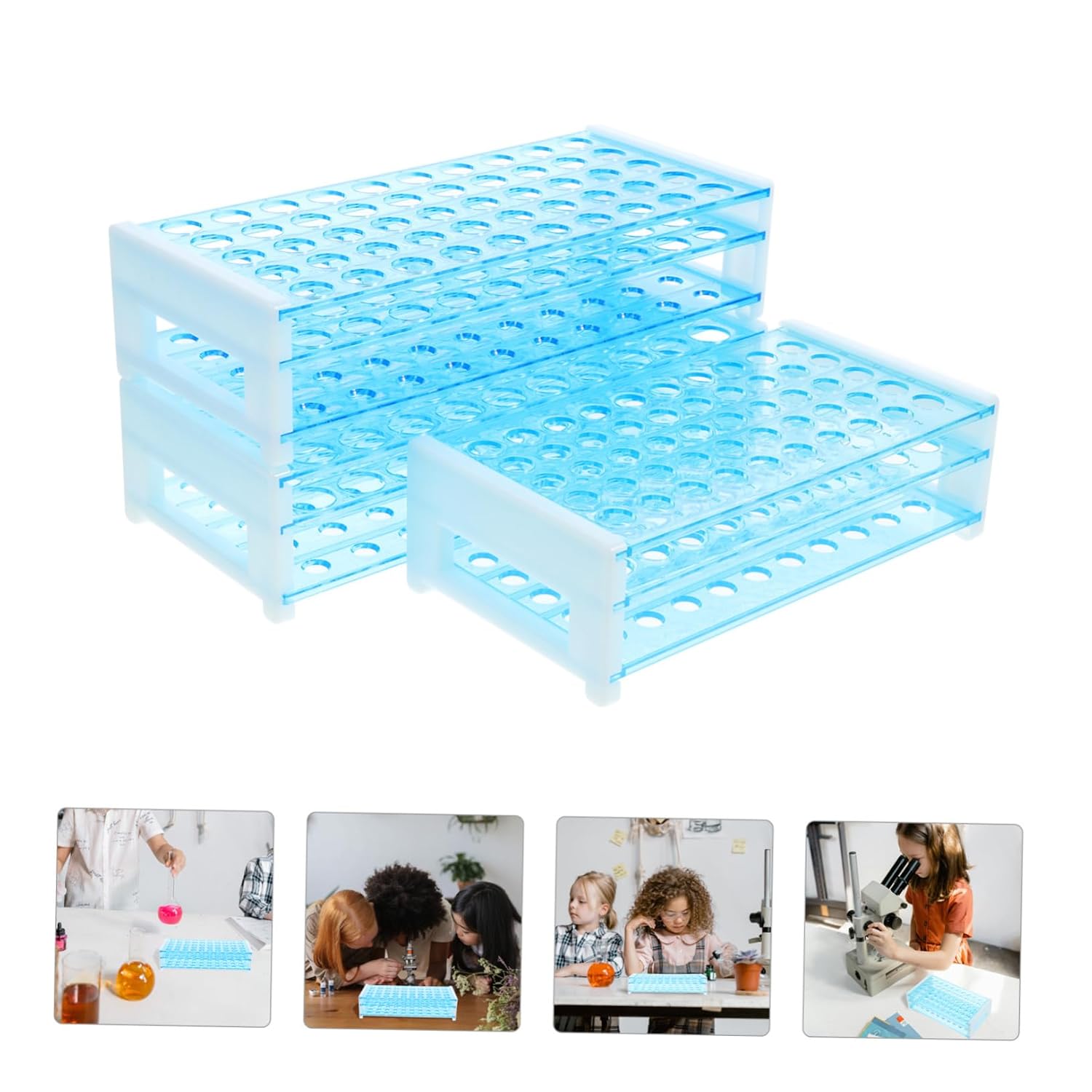 3Pcs Test Tube Rack for Tubes Reusable Laboratory Test Tube Holder Compact Design for Easy Organization and Space Saving Labs