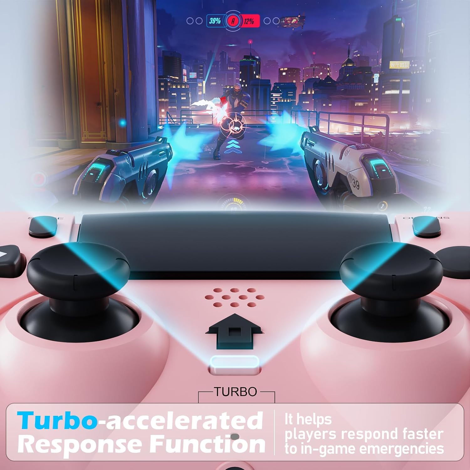 CHEREEKI Wireless Controller for PS4 with 2 Macro Buttons, 3.5mm Audio and Turbo Function, 6-Axis Motion Control, Dual Vibration, Gamepad Joystick for PS-4, Compatible with PS-4, Slim, Pro