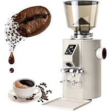 Professional Coffee Grinder,Grinding Flat Burr Coffee Machine,Touchscreen Control, 9 Grind Settings, 64mm Flat Burr, Dual Dosing Modes,High-Efficiency Grinding for Coffee White