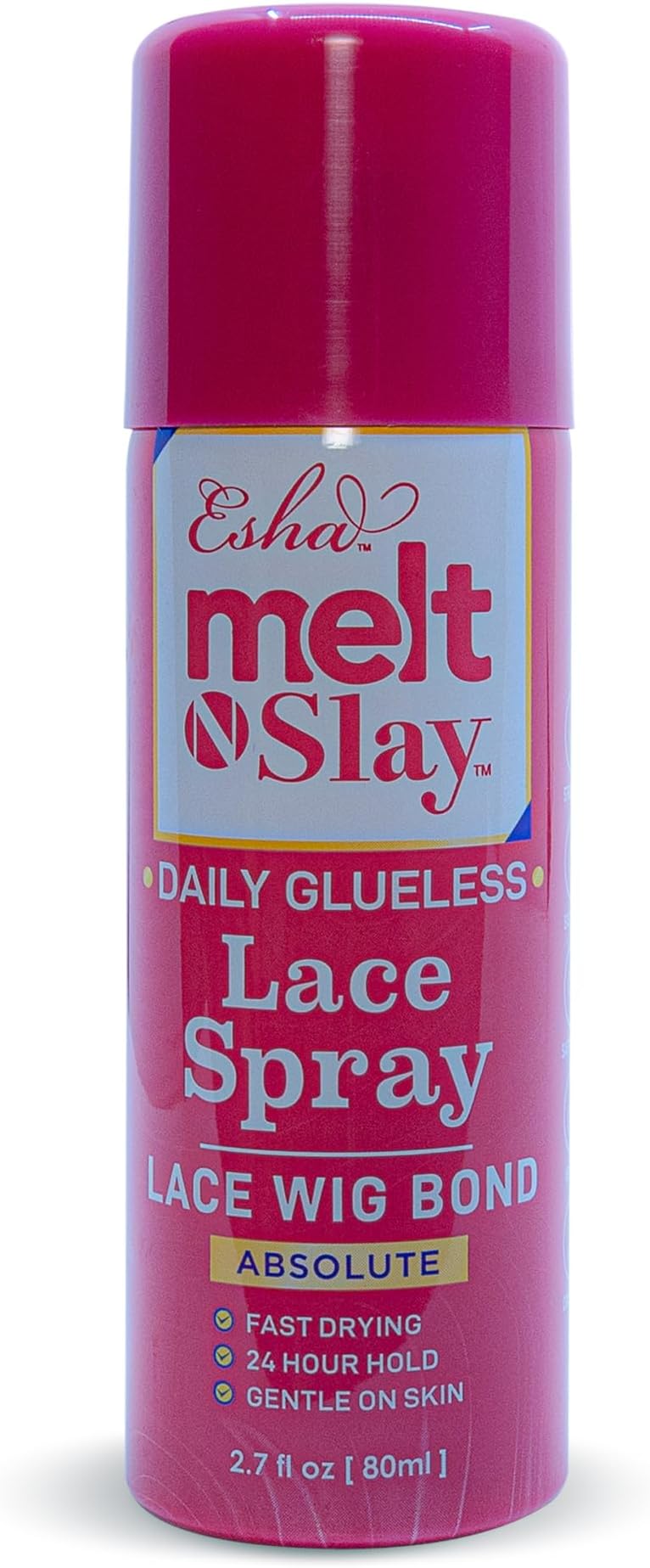 Esha Melt N Slay Glueless Lace Spray, Melting and Holding for Wigs, Lace Bond Adhesive Spray for Closure Wigs, Extensions, Strong, Natural Forming Hold, Protect Edges (80ML)