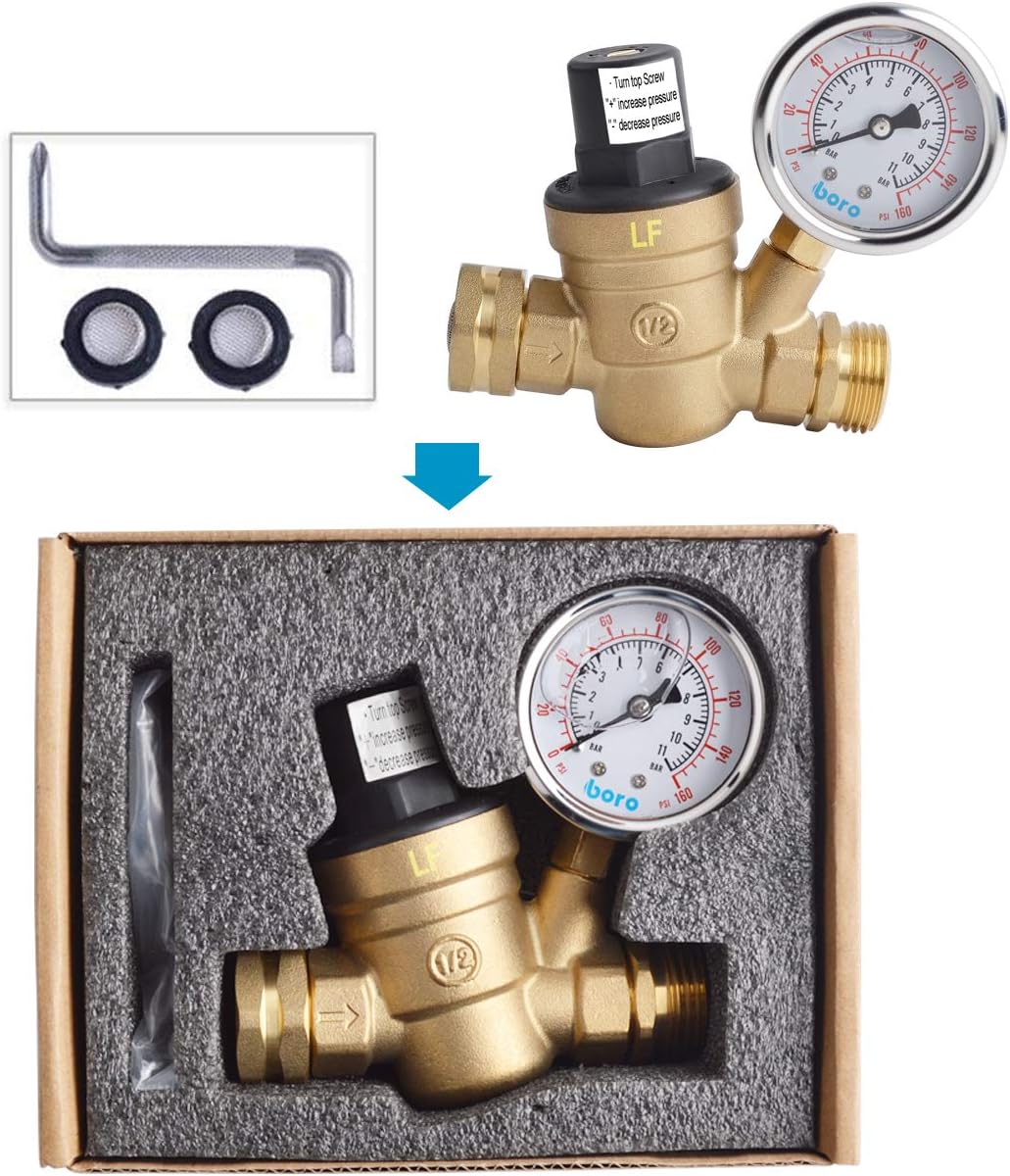 Black Friday - 40% OFF Hydro Master 0571310 Water Pressure Regulator, Lead Free Brass Valve with Gauge for RV Camper, Pressure Range 0-160PSI / 0-11Bar Exclusive Discount 🔥 Hydro Master 0571310 Water Pressure Regulator, Lead Free Brass Valve with Gauge for RV Camper, Pressure Range 0-160PSI / 0-11Bar