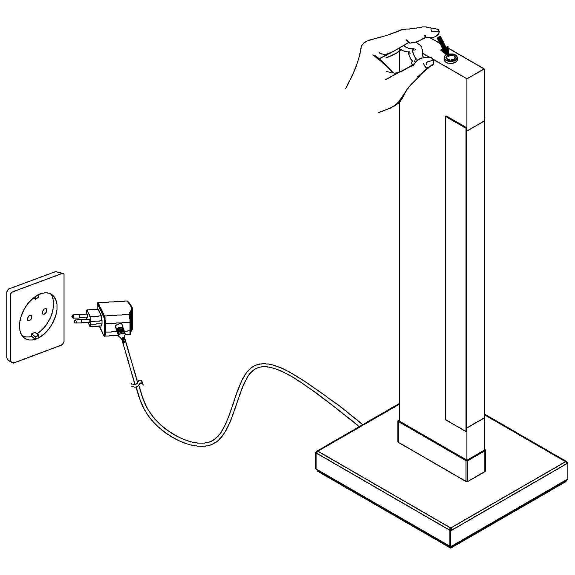 Eglo Lámpara de mesa LED Camacho, lámpara de mesa de 1 luz regulable | lámpara de noche de acero, madera y plástico, lámpara para salón en negro, natural, blanco, lámpara con regulador táctil