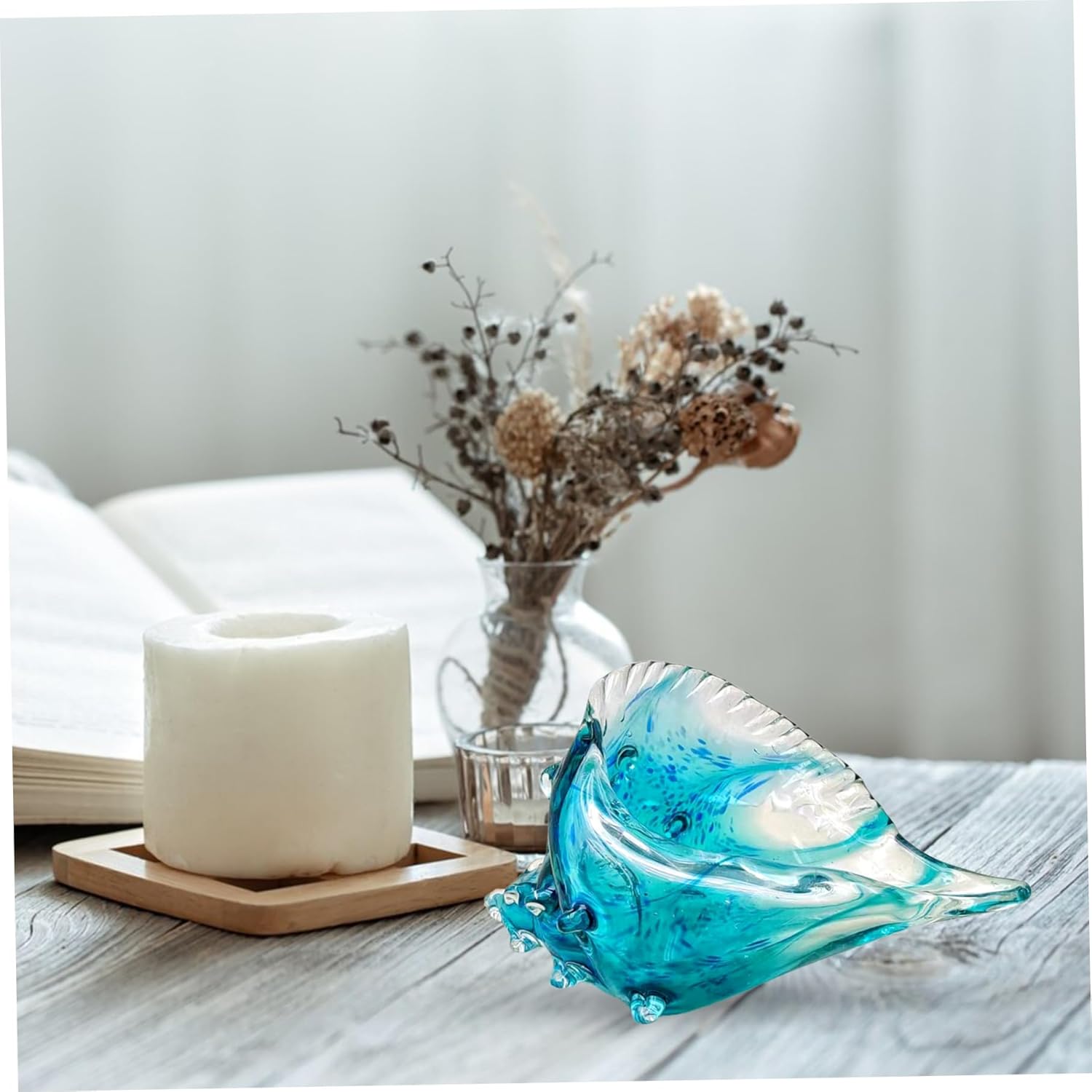 Conch Shell Modern Seashell Decor Collectible Portable Blown Glass Decor Decortive Glass Art Desktop Hand Blown Glass for Home Office Indoor Decor