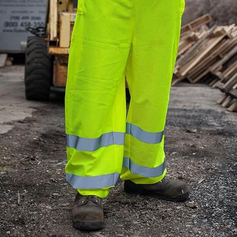 Pioneer Hi Vis Reflective Safety Pants for Men & Women - High Visibility Mesh for Construction, Traffic Work - Yellow/Green
