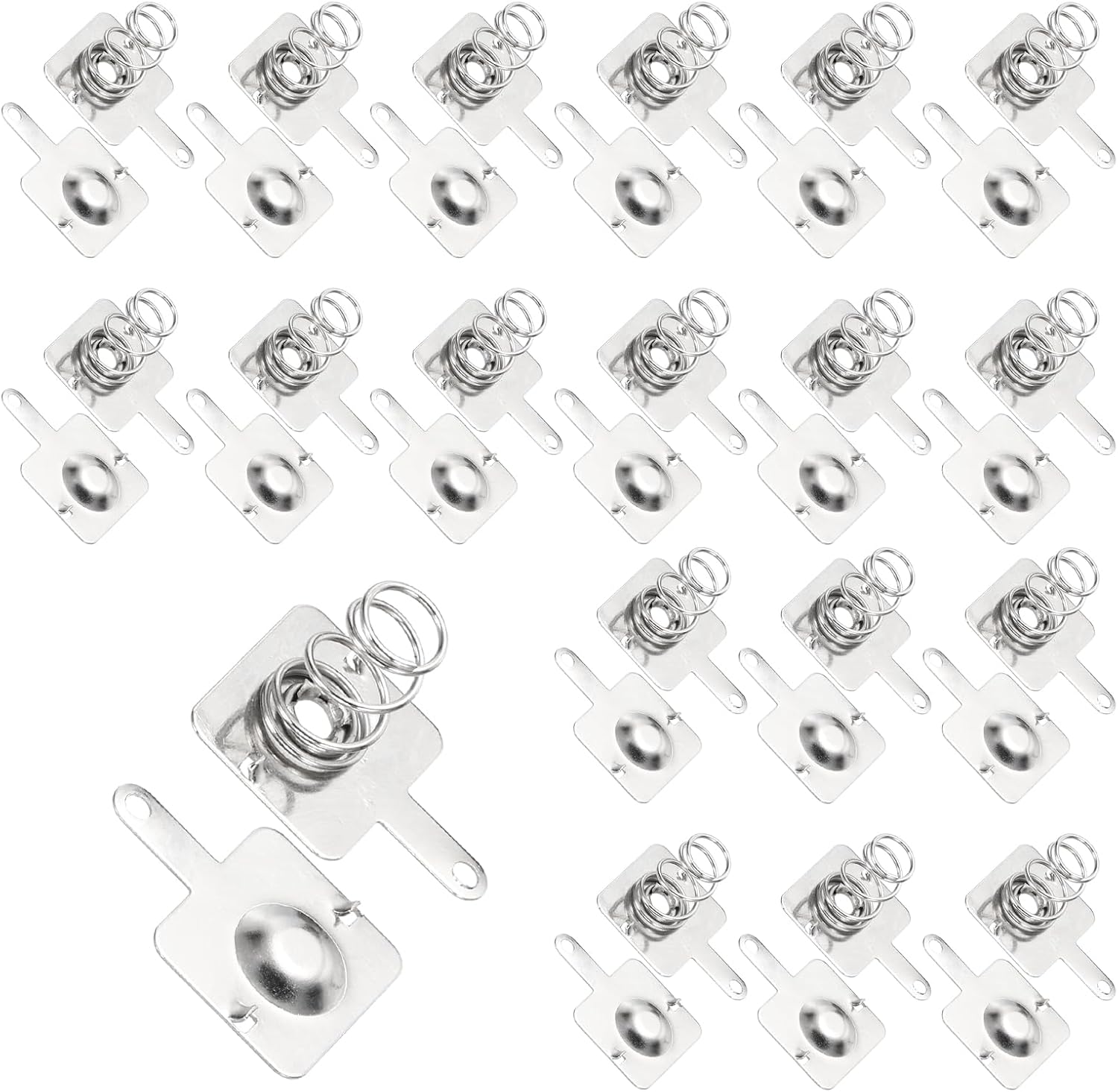 MECCANIXITY 20 Set AA Battery Contact Spring Nickeling Plate, 13.5 mm x 11.5mm Positive to Negative Conversion Spring Replacement for PCB Mounting and Battery Holders