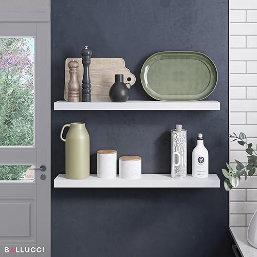 Miniatura 4 de Ballucci Estantes flotantes, juego de 2 estantes de pared de madera de 36 pulgadas, con soportes invisibles para baño, sala de estar, dormitorio,