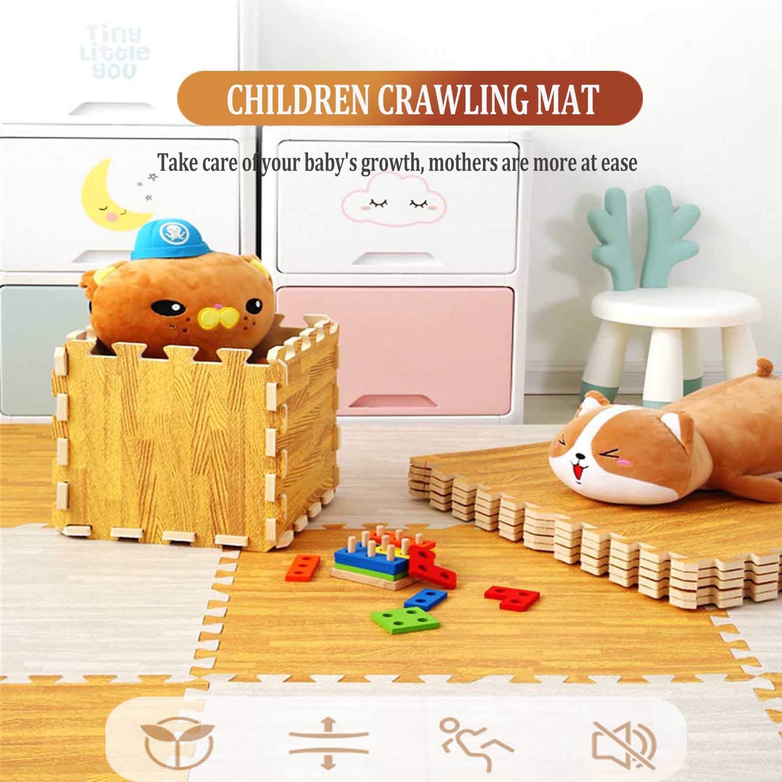 Alfombrilla De Juego Entrelazada De Espuma para Niños, Alfombrillas De Rompecabezas De Espuma EVA, Protección del Piso, para Garaje, Ejercicio, Sala De Juegos, Yoga,White+Dark Brown,40